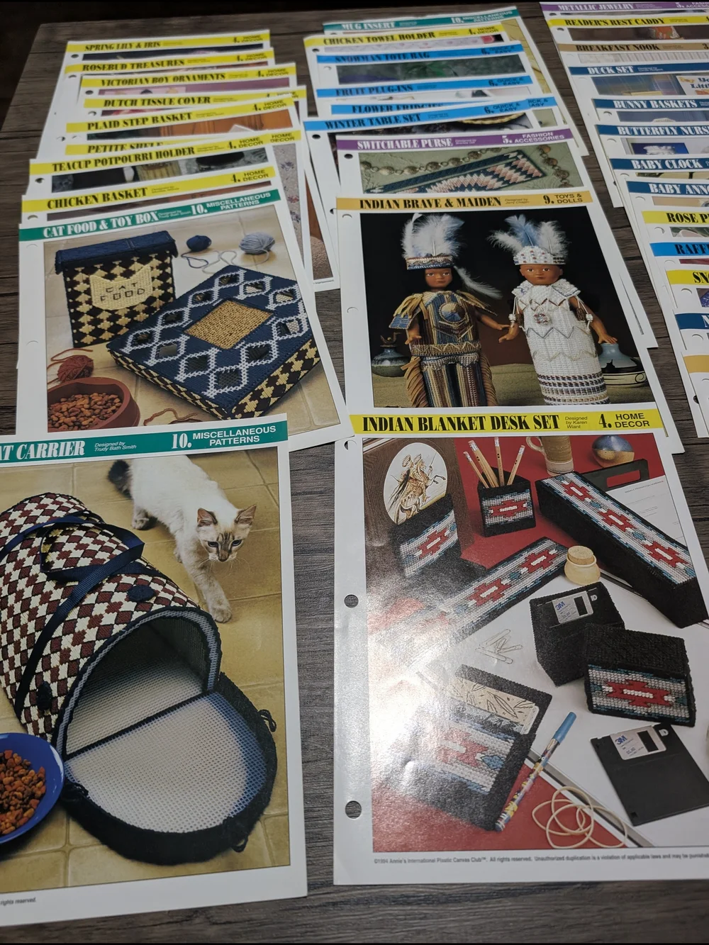 48 Annie's International Plastic Canvas Club Patterns Instructions Inserts Cards